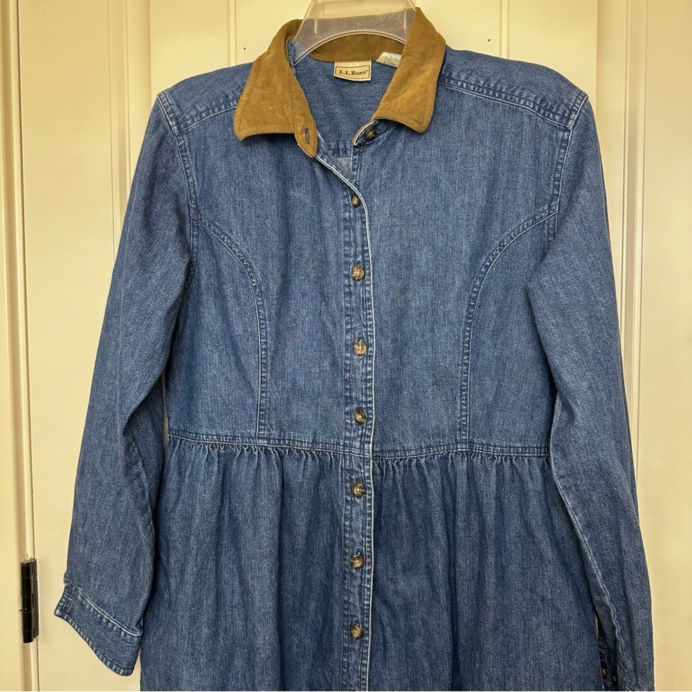 L.L. Bean Denim Maxi Dress with Contrasting Collar
